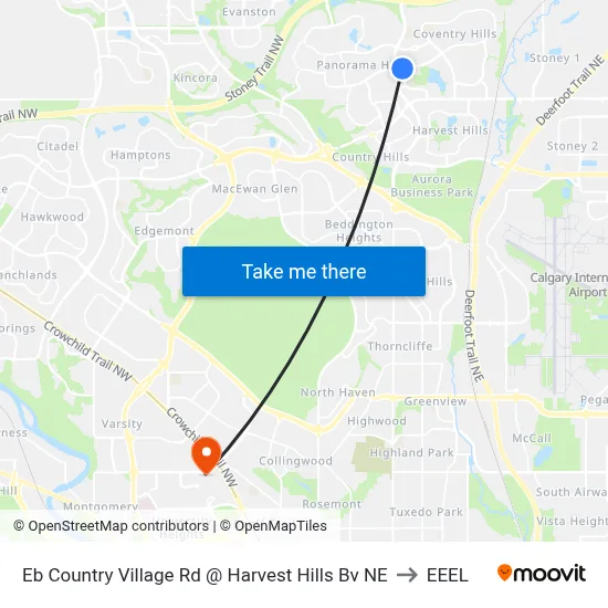 Eb Country Village Rd @ Harvest Hills Bv NE to EEEL map