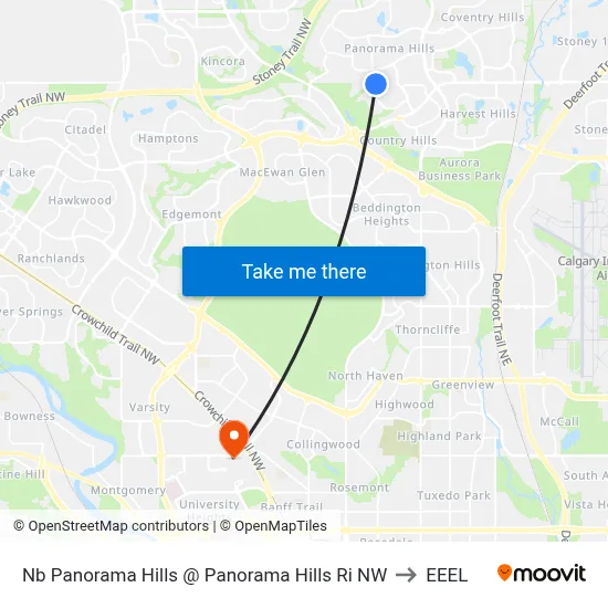 Nb Panorama Hills @ Panorama Hills Ri NW to EEEL map