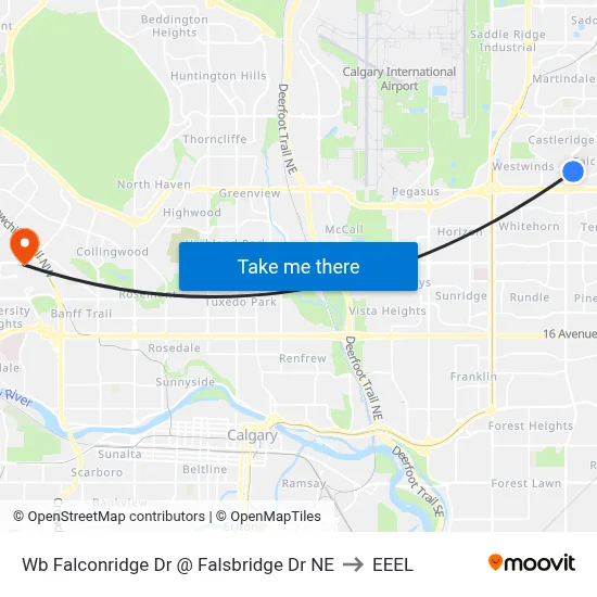 Wb Falconridge Dr @ Falsbridge Dr NE to EEEL map