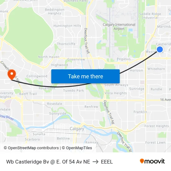 Wb Castleridge Bv @ E. Of 54 Av NE to EEEL map