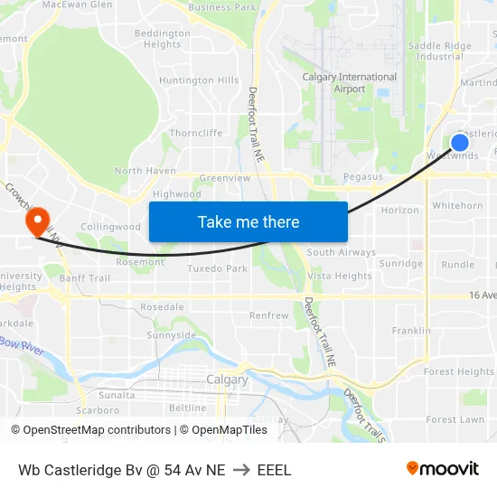 Wb Castleridge Bv @ 54 Av NE to EEEL map