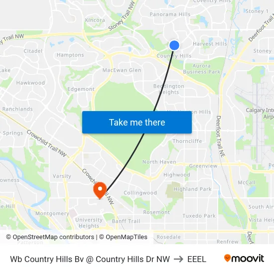 Wb Country Hills Bv @ Country Hills Dr NW to EEEL map
