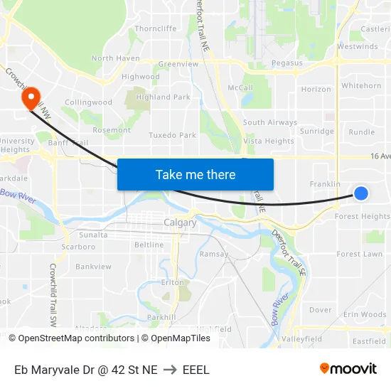 Eb Maryvale Dr @ 42 St NE to EEEL map