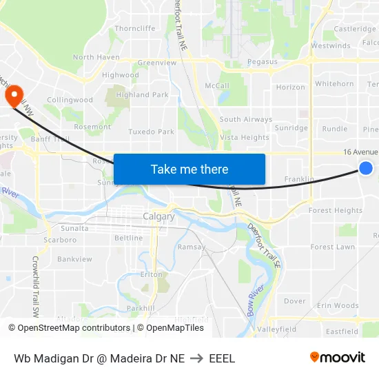 Wb Madigan Dr @ Madeira Dr NE to EEEL map