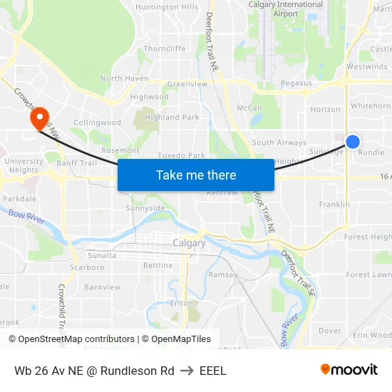 Wb 26 Av NE @ Rundleson Rd to EEEL map
