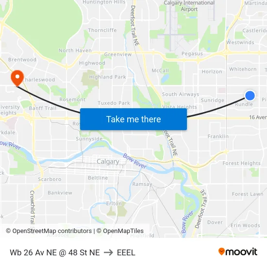 Wb 26 Av NE @ 48 St NE to EEEL map