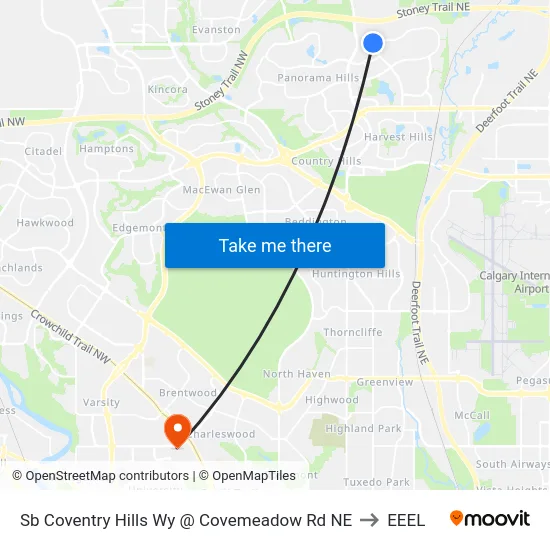Sb Coventry Hills Wy @ Covemeadow Rd NE to EEEL map