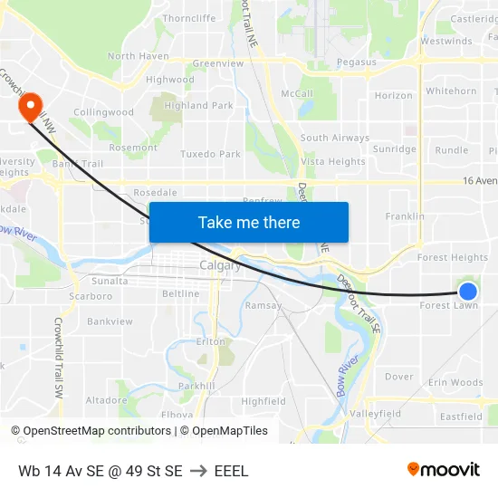 Wb 14 Av SE @ 49 St SE to EEEL map