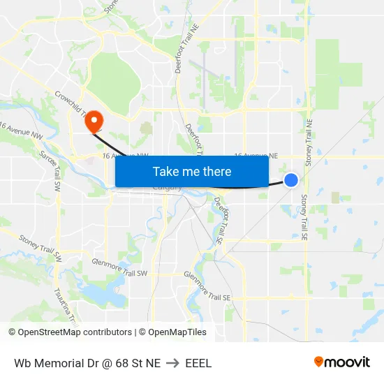 Wb Memorial Dr @ 68 St NE to EEEL map
