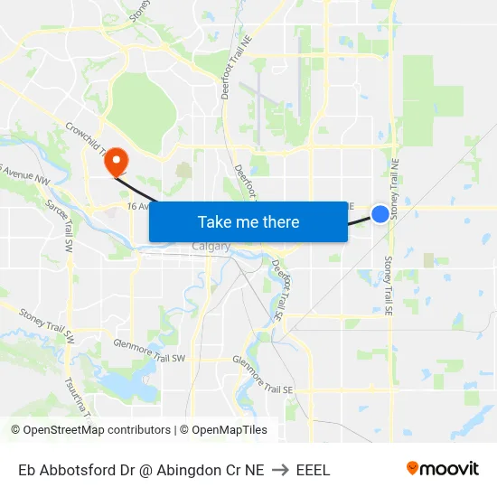 Eb Abbotsford Dr @ Abingdon Cr NE to EEEL map
