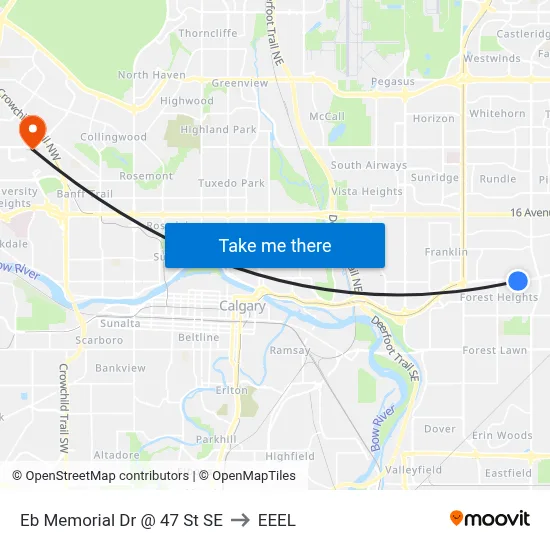 Eb Memorial Dr @ 47 St SE to EEEL map