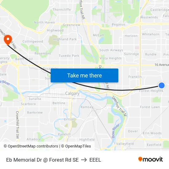 Eb Memorial Dr @ Forest Rd SE to EEEL map