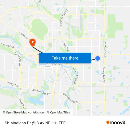 Sb Madigan Dr @ 8 Av NE to EEEL map