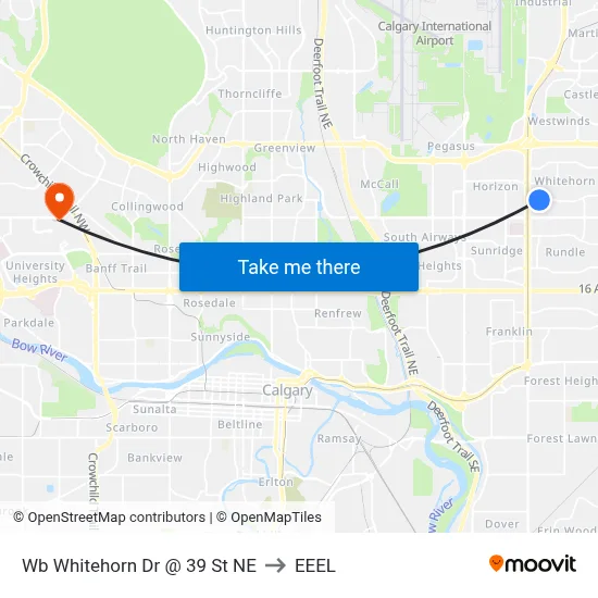 Wb Whitehorn Dr @ 39 St NE to EEEL map
