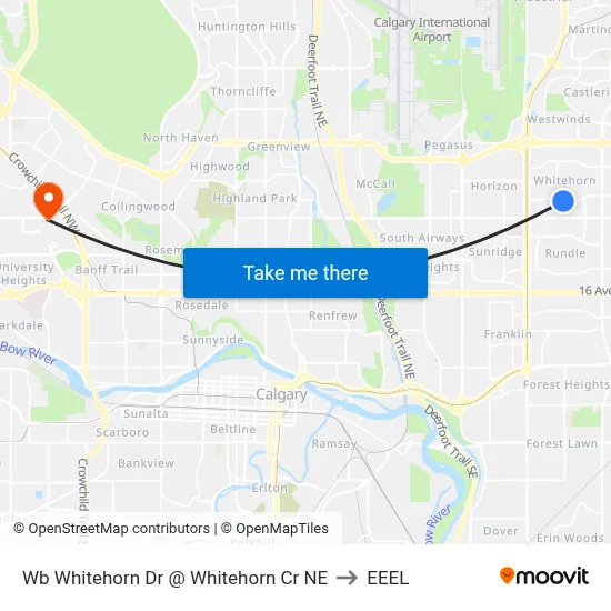 Wb Whitehorn Dr @ Whitehorn Cr NE to EEEL map