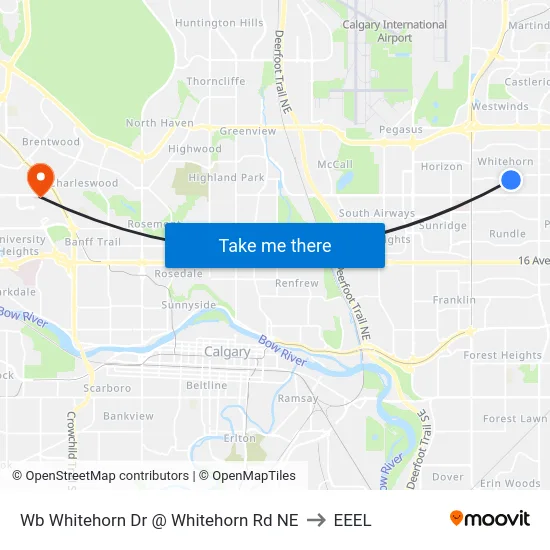 Wb Whitehorn Dr @ Whitehorn Rd NE to EEEL map