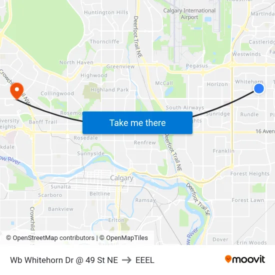 Wb Whitehorn Dr @ 49 St NE to EEEL map