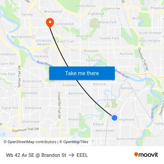 Wb 42 Av SE @ Brandon St to EEEL map