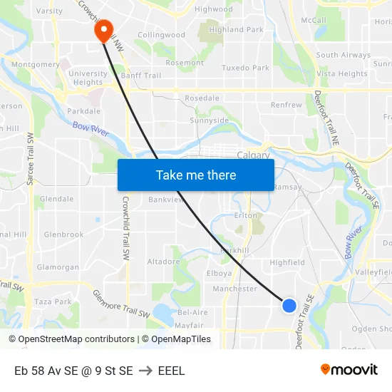 Eb 58 Av SE @ 9 St SE to EEEL map