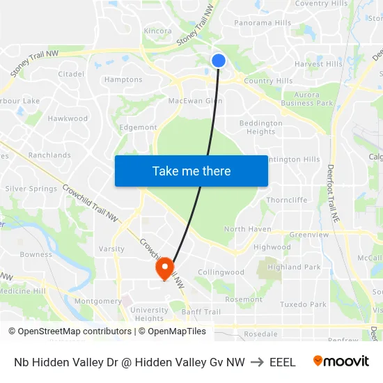 Nb Hidden Valley Dr @ Hidden Valley Gv NW to EEEL map