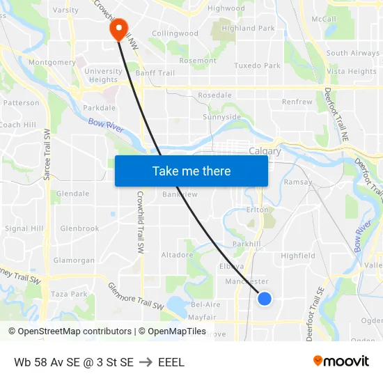 Wb 58 Av SE @ 3 St SE to EEEL map