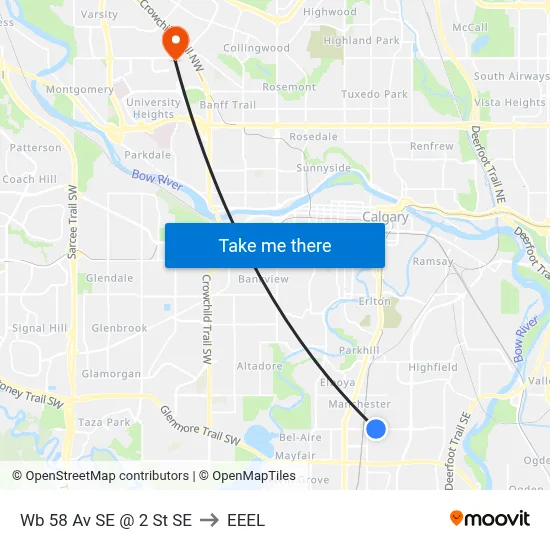 Wb 58 Av SE @ 2 St SE to EEEL map