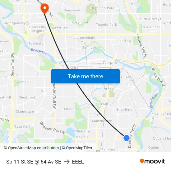 Sb 11 St SE @ 64 Av SE to EEEL map