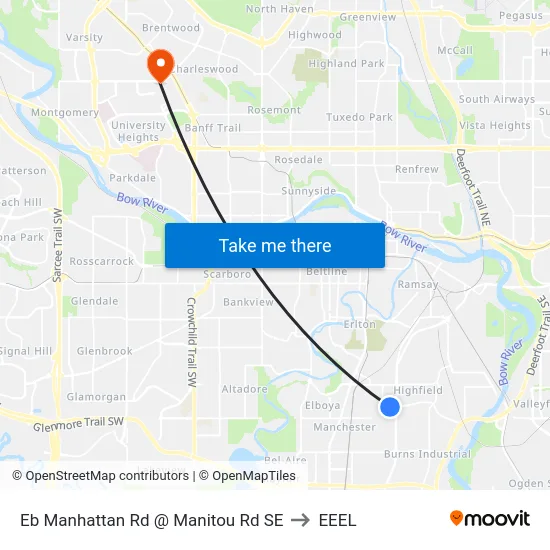Eb Manhattan Rd @ Manitou Rd SE to EEEL map