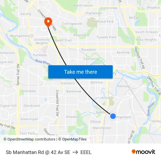 Sb Manhattan Rd @ 42 Av SE to EEEL map