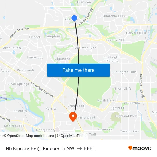 Nb Kincora Bv @ Kincora Dr NW to EEEL map
