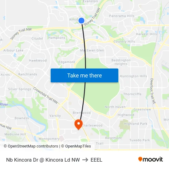 Nb Kincora Dr @ Kincora Ld NW to EEEL map
