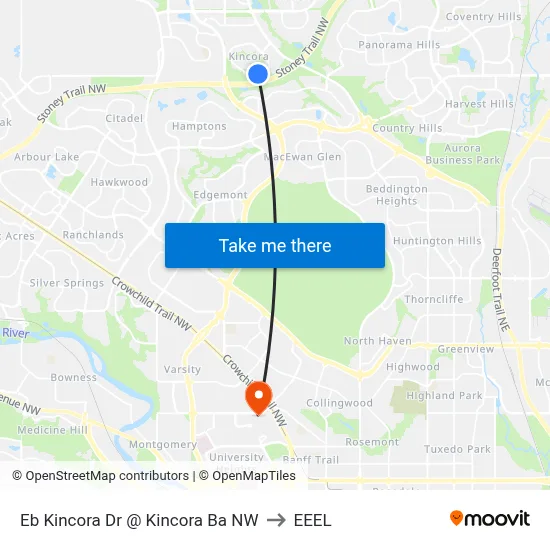 Eb Kincora Dr @ Kincora Ba NW to EEEL map