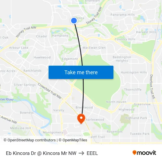 Eb Kincora Dr @ Kincora Mr NW to EEEL map