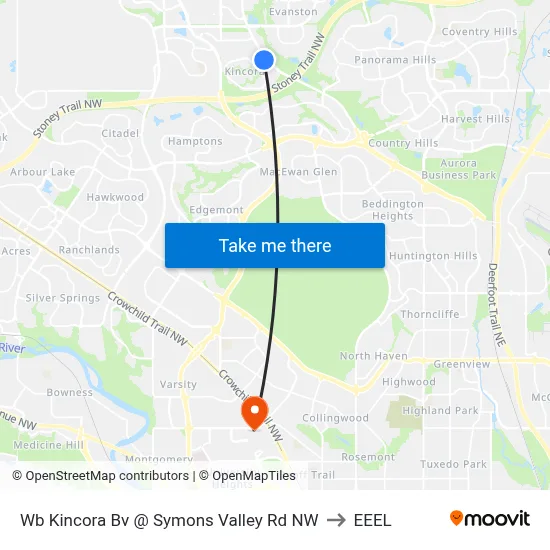 Wb Kincora Bv @ Symons Valley Rd NW to EEEL map