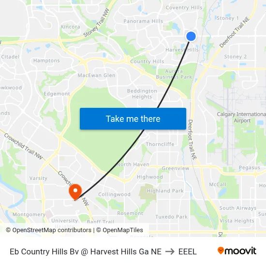 Eb Country Hills Bv @ Harvest Hills Ga NE to EEEL map