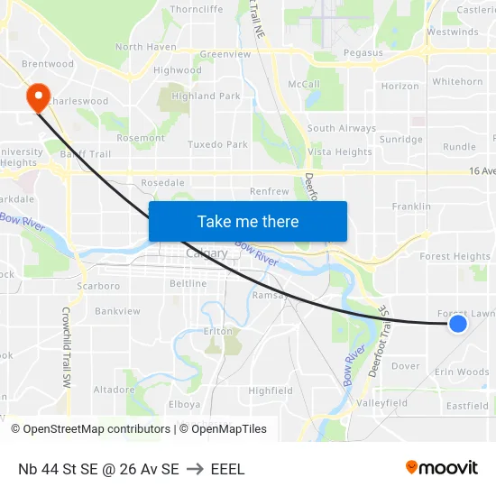 Nb 44 St SE @ 26 Av SE to EEEL map