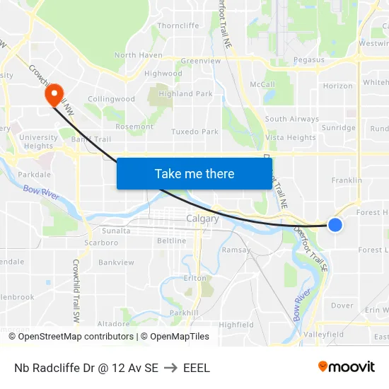 Nb Radcliffe Dr @ 12 Av SE to EEEL map