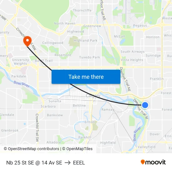 Nb 25 St SE @ 14 Av SE to EEEL map