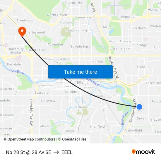 Nb 28 St @ 28 Av SE to EEEL map