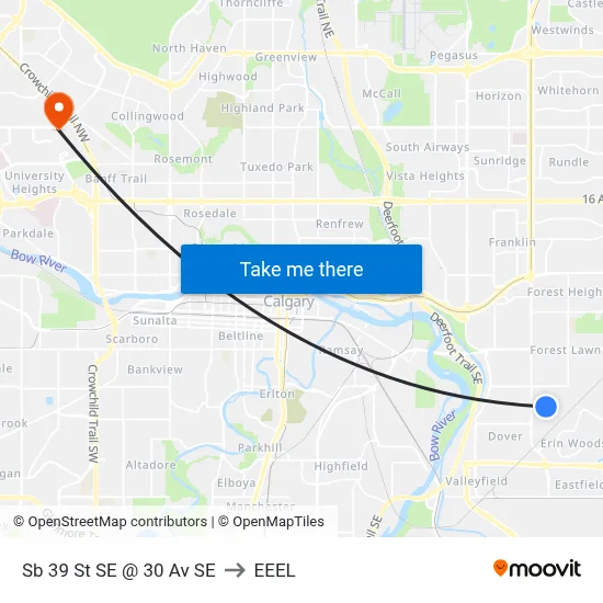 Sb 39 St SE @ 30 Av SE to EEEL map