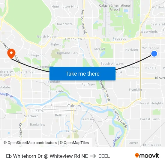 Eb Whitehorn Dr @ Whiteview Rd NE to EEEL map