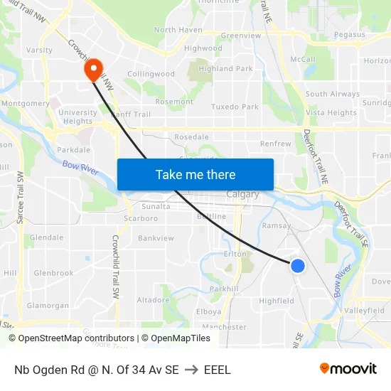 Nb Ogden Rd @ N. Of 34 Av SE to EEEL map