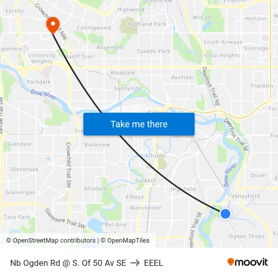 Nb Ogden Rd @ S. Of 50 Av SE to EEEL map