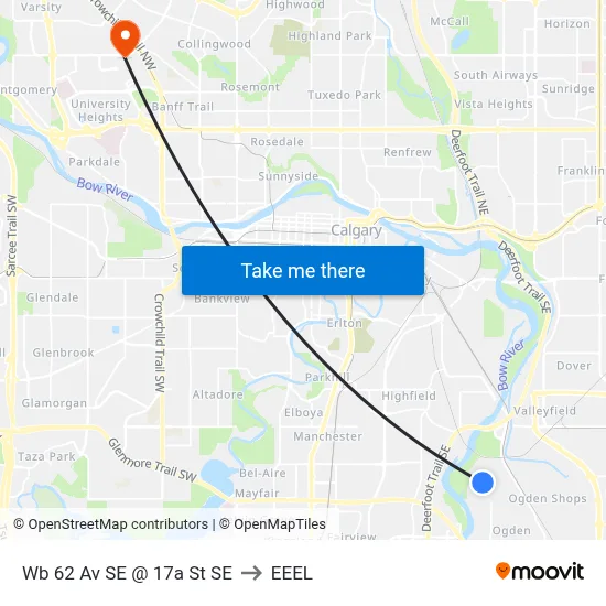 Wb 62 Av SE @ 17a St SE to EEEL map
