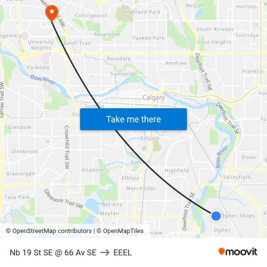 Nb 19 St SE @ 66 Av SE to EEEL map