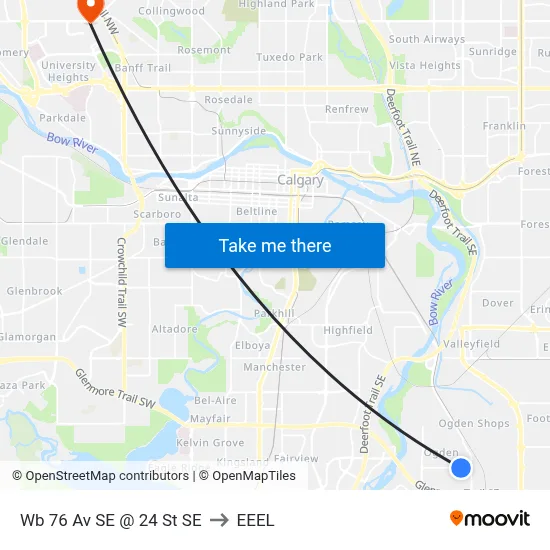 Wb 76 Av SE @ 24 St SE to EEEL map