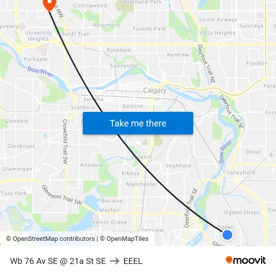 Wb 76 Av SE @ 21a St SE to EEEL map