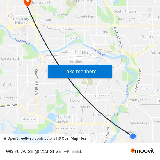 Wb 76 Av SE @ 22a St SE to EEEL map