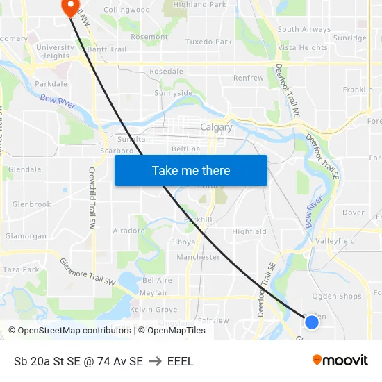 Sb 20a St SE @ 74 Av SE to EEEL map