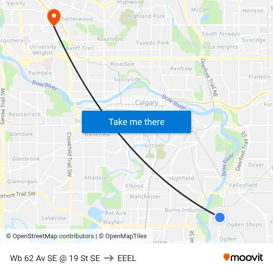 Wb 62 Av SE @ 19 St SE to EEEL map